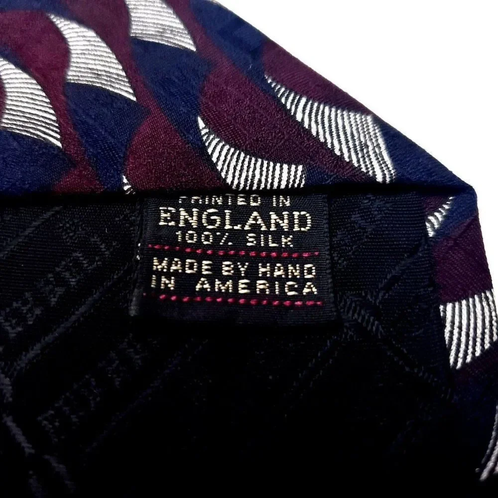Ferrell Reed Silk Tie Red Blue Geometric England Wide‎